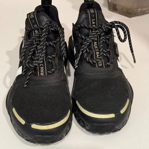 Adidas Originals NMD V3 Black White Gold Kids Running Shoes Sneakers - Picture 4 of 9